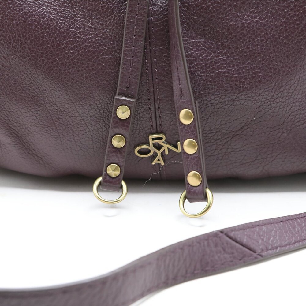 OrYany Leather Shoulder Bag Purple Hobo Slouchy Boho Purse Brass Hardware - Picture 6 of 16